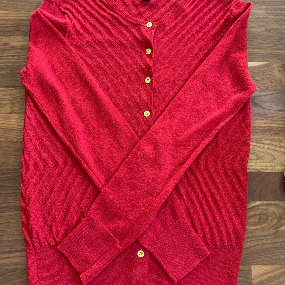 Dana Buchman HOLIDAY Vibrant Red Cardigan Sweater